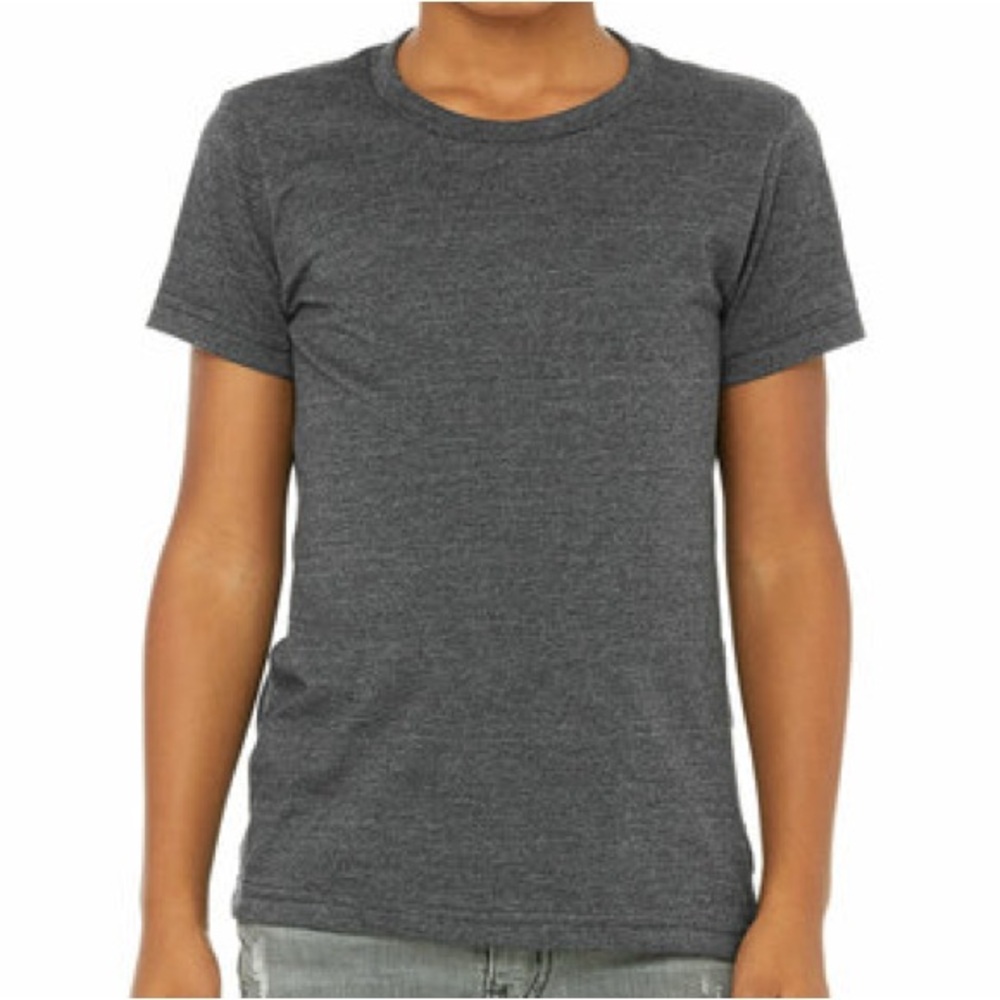 Bella + Canvas 3001YCV Youth CVC shirt, toddler heather dark gray shirt